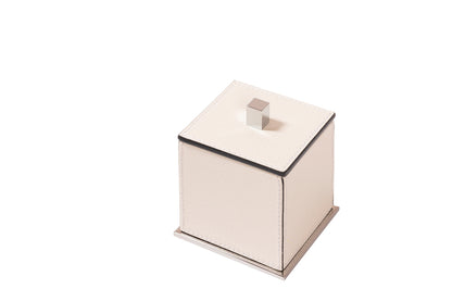 Firenze Leather-Covered Wood Trinket Box With Lid Square