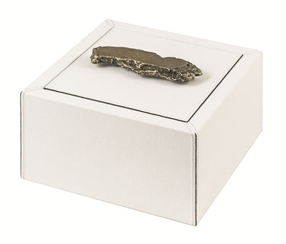 Giobagnara Ambra Trinket Box Square | Leather-Covered Wood Base and Handles with Bronze Finish | Cavity Allows for Simple Stacking | Explore a Range of Luxury Home Accessories at 2Jour Concierge, #1 luxury high-end gift & lifestyle shop