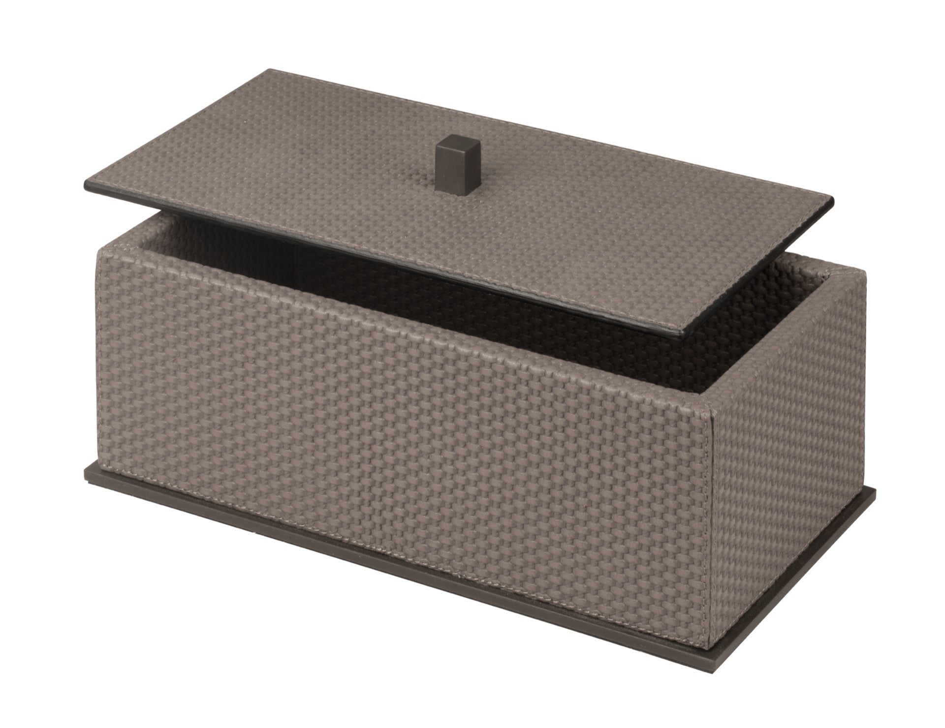 Giobagnara | Firenze Box: Leather-covered wooden storage box with removable lid and metal base | Bathroom / Bathroom Collection | 2Jour Concierge, your luxury lifestyle shop | premium storage accessories for expensive interiors, bathrooms, dressing areas, and refined hospitality spaces