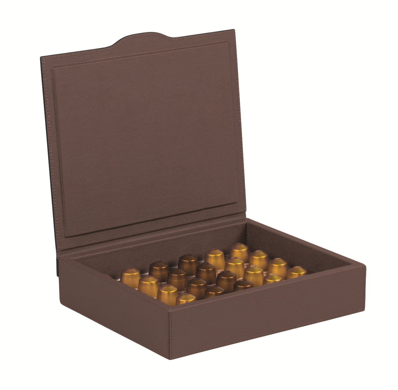 Giobagnara Luna Box for Nespresso Capsules | Leather-Covered Wood Structure with Hinged Lid | Stylish and Functional Design | Accommodates 30 Nespresso Capsules | Explore a Range of Luxury Coffee Accessories at 2Jour Concierge, #1 luxury high-end gift & lifestyle shop