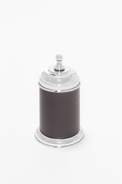 Dubai Round Leather-Covered Metal Box Small