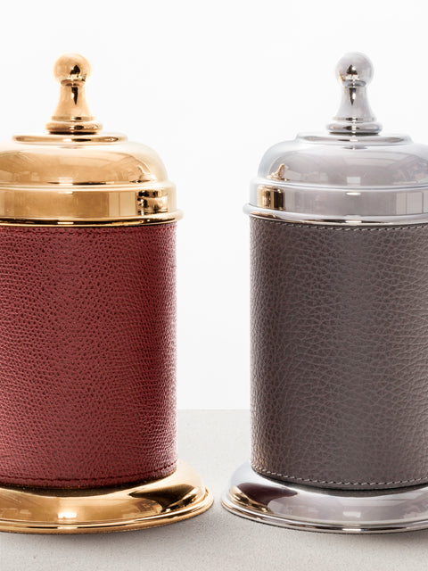Dubai Round Leather-Covered Metal Box S