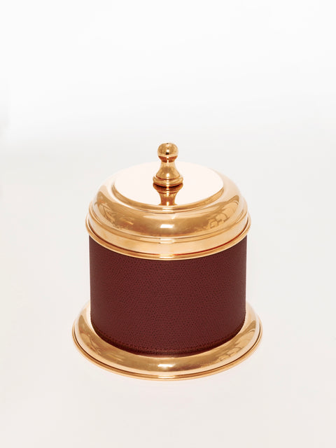 Dubai Round Leather-Covered Metal Box L