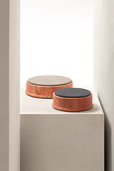 Rodi Marble Trinket Box, Round with Removable Leather Lid