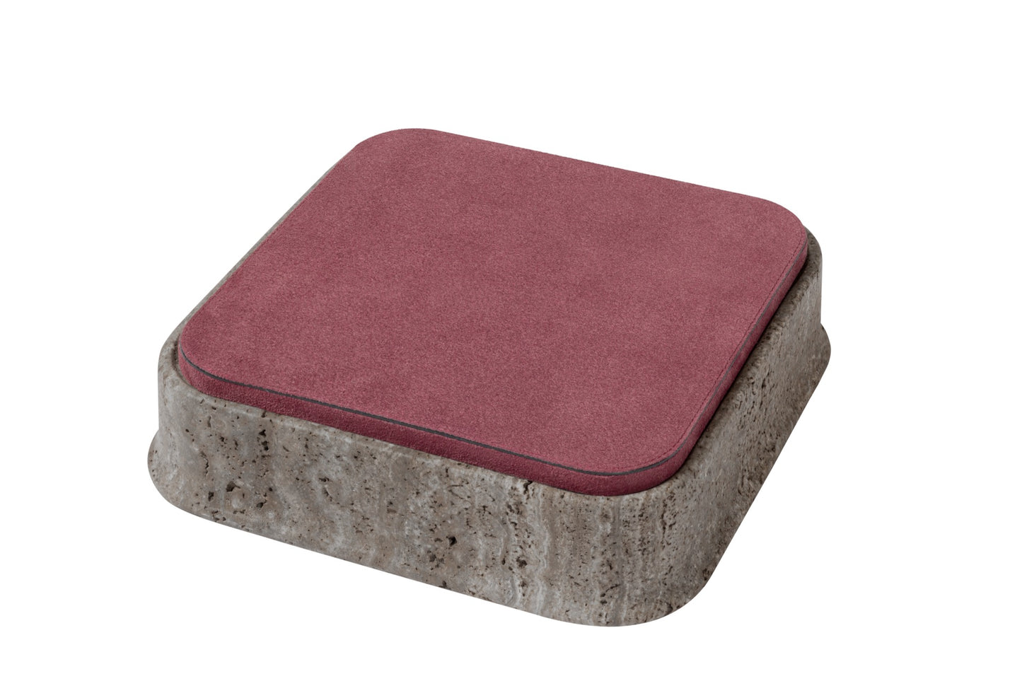 Giobagnara | Rodi Marble Box: Travertine marble with removable leather lid, available in various shapes and sizes | Decor / Trinket Boxes | 2Jour Concierge, your luxury lifestyle shop | Italian marble, natural texture, handcrafted detail, sculptural design