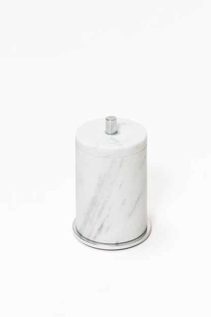 Giobagnara Positano Marble Bathroom Box | Marble structure with brass base frame | Non-slip waterproof rubber base underneath | Part of Positano Marble Bathroom Set | Unique Stone Patterns | Explore the Positano Collection at 2Jour Concierge, #1 luxury high-end gift & lifestyle shop