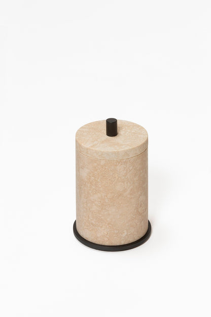 Giobagnara Positano Marble Bathroom Box | Marble structure with brass base frame | Non-slip waterproof rubber base underneath | Part of Positano Marble Bathroom Set | Unique Stone Patterns | Explore the Positano Collection at 2Jour Concierge, #1 luxury high-end gift & lifestyle shop