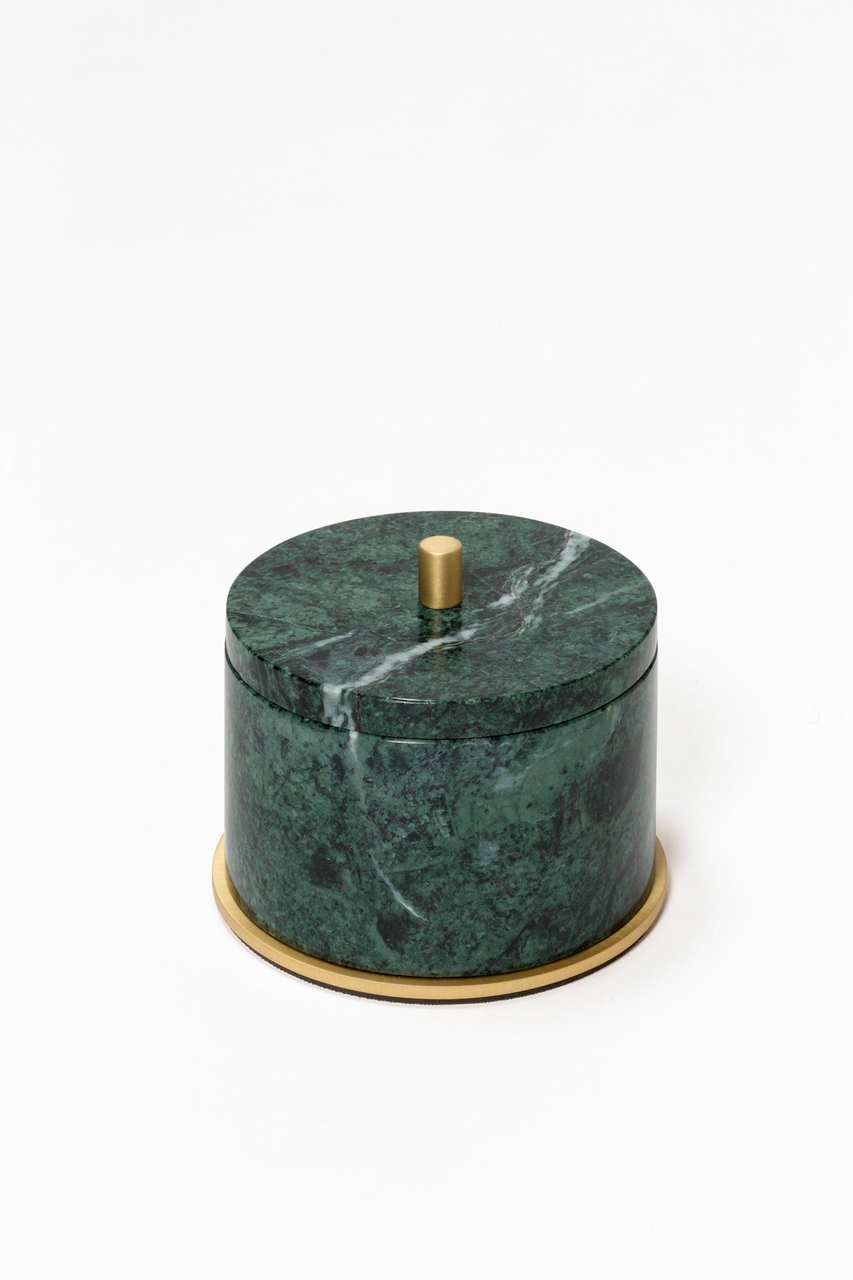 Giobagnara Positano Marble Bathroom Box | Marble structure with brass base frame | Non-slip waterproof rubber base underneath | Part of Positano Marble Bathroom Set | Unique Stone Patterns | Explore the Positano Collection at 2Jour Concierge, #1 luxury high-end gift & lifestyle shop