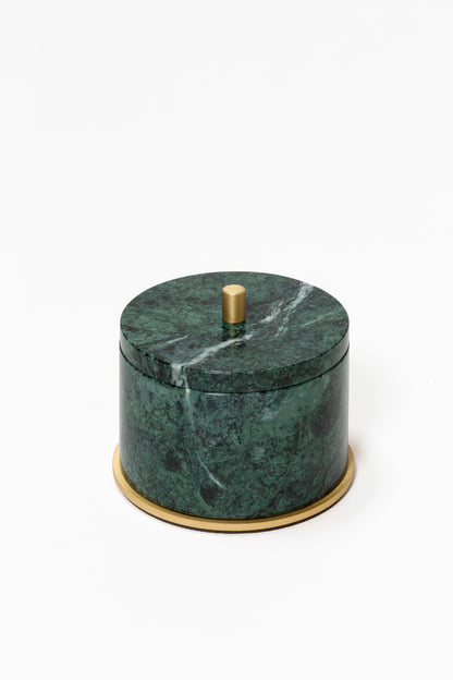 Giobagnara Positano Marble Bathroom Box | Marble structure with brass base frame | Non-slip waterproof rubber base underneath | Part of Positano Marble Bathroom Set | Unique Stone Patterns | Explore the Positano Collection at 2Jour Concierge, #1 luxury high-end gift & lifestyle shop