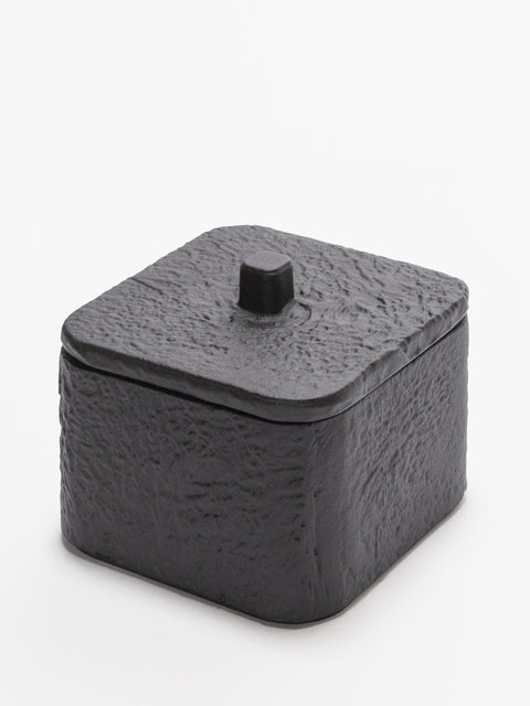 Giobagnara Riace Small Box | Part of the Riace Imperfect Bronze Bathroom Set | Cast aluminum structure with burnished bronze finish, complete with a lid | Natural imperfections on the surface create a unique primal touch | Features a non-slip waterproof rubber base | Bathroom Accessories and Storage | Product Code: HB741 | 2Jour Concierge, your luxury lifestyle shop

