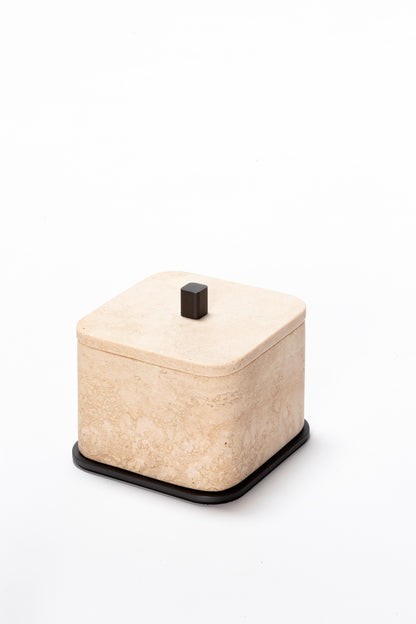 Giobagnara Polo Marble Bathroom Box | Marble Structure with Brass Base Frame | Non-Slip Waterproof Rubber Base | Part of Polo Marble Bathroom Set | Iconic Silhouette with Rounded Corners | Unique and Exclusive Design | Explore the Polo Marble Bathroom Collection at 2Jour Concierge, #1 luxury high-end gift & lifestyle shop