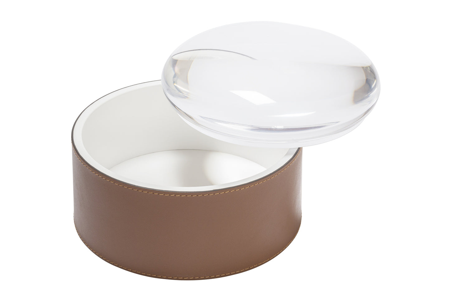 x Stephane Parmentier Dew Leather Trinket Box Round with Plexiglass Lid  n°2