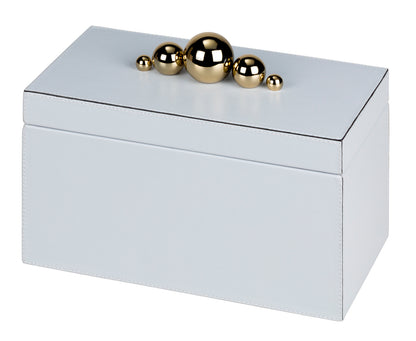 Champagne 5 Spheres Box by Giobagnara x Stephane Parmentier | A striking contrast of pure geometric forms, featuring a prism-shaped box and golden spheres as decorative handles | Inspired by the architecture of Etienne-Louis Boullée and the surrealist sculptures of Pol Bury | The golden spheres elevate the box into a high-decoration element | Home Decor and Storage | 2Jour Concierge, your luxury lifestyle shop