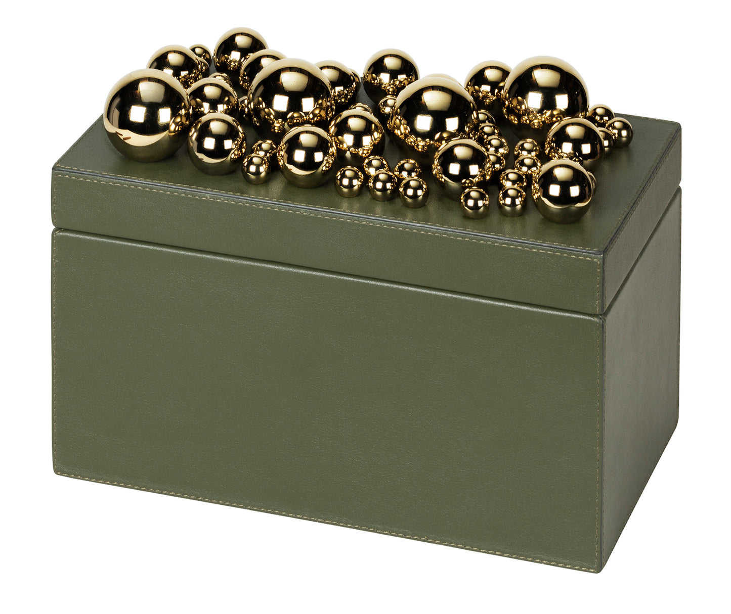 x Stephane Parmentier Champagne Leather-Covered Mixed Spheres Trinket Box