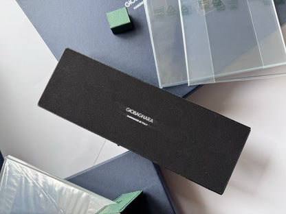 Io Picture Leather-Covered Wood Frame w Polished Glass Frame