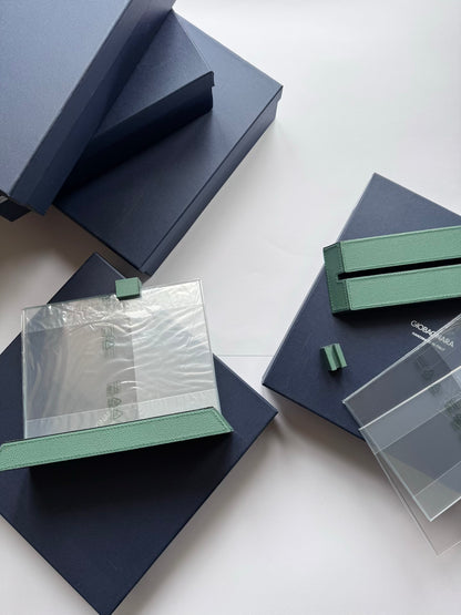 Io Picture Leather-Covered Wood Frame w Polished Glass Frame