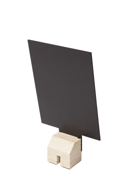 Pillar Metal & Marble Picture | Menu Frame Stand w Leather Inserts (Vertical Low)