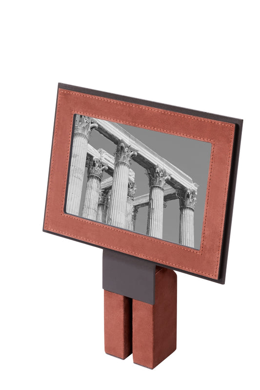 Pillar Metal Picture | Menu Frame Stand w Leather Inserts (Horizontal High)