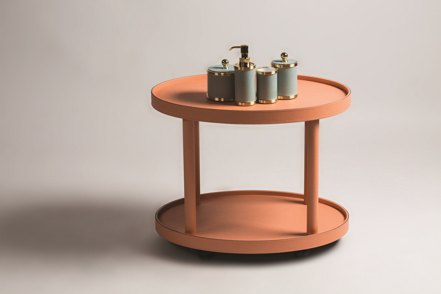 Coffret de salle de bain en laiton recouvert de cuir Amalfi L