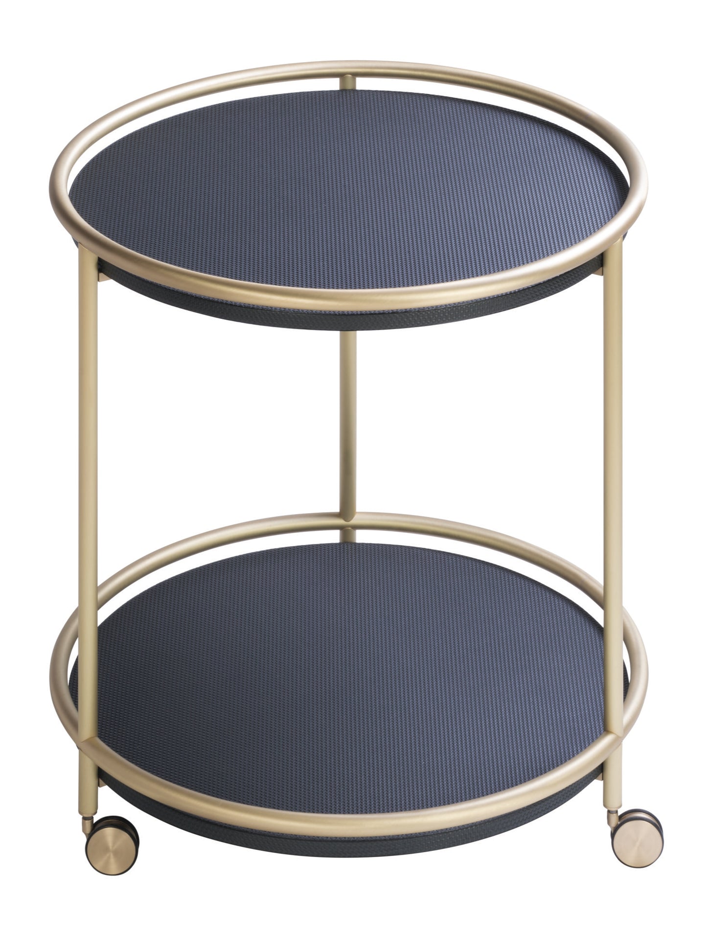 Arcade Leather-Covered Wood Trolley Round w Brass Frame