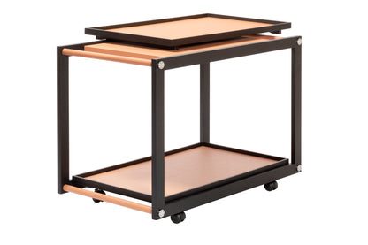 Jeremy Wenge Wood Serving Trolley with Leather and Metal Inserts