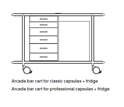 Arcade Leather-Covered Wood Bar Cart: Coffee Capsules + Fridge