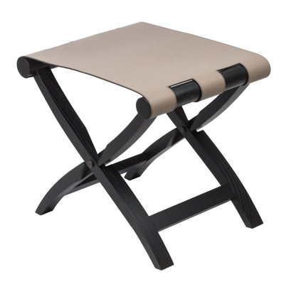 Giobagnara | Arturo Folding Stool: Solid oak with leather seat and brass details, available in natural, walnut, or wenge finish | Furniture / Stools | 2Jour Concierge, your luxury lifestyle shop | luxury hospitality, contemporary interiors, Italian craftsmanship, functional elegance