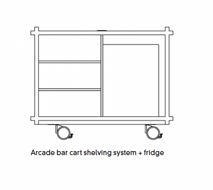 Structura Leather-Covered Wood Modular Bar Cart: Shelving System + Fridge