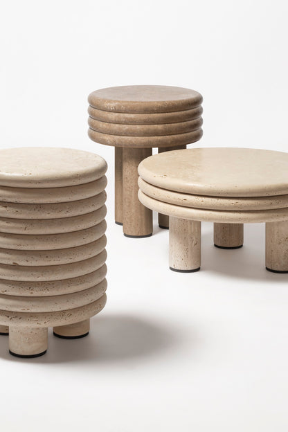 x Stéphane Parmentier Scala Travertine Marble Coffee Table