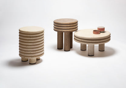 x Stéphane Parmentier Scala Travertine Marble Coffee Table