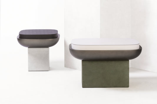 Giobagnara × Stéphane Parmentier Olympia | Stool: Leather in suede, nappa, wild boar, or golf with bronze-lacquered seat bowl | Furniture / Stools | 2Jour Concierge, your luxury lifestyle shop | contemporary interiors, gallery seating, refined residential, statement accents