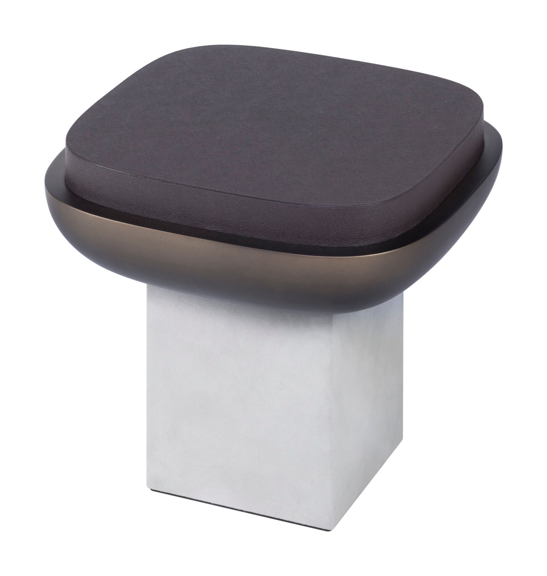 Giobagnara × Stéphane Parmentier Olympia | Stool: Leather in suede, nappa, wild boar, or golf with bronze-lacquered seat bowl | Furniture / Stools | 2Jour Concierge, your luxury lifestyle shop | contemporary interiors, gallery seating, refined residential, statement accents