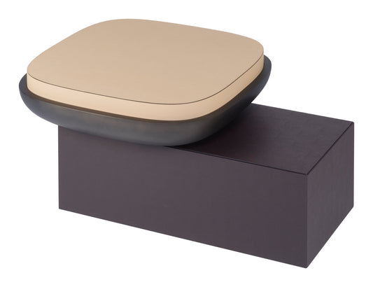 Giobagnara × Stéphane Parmentier Olympia | Stool & Table: Leather in suede, nappa, wild boar, or golf with bronze-lacquered seat bowl | Furniture / Stools | 2Jour Concierge, your luxury lifestyle shop | refined residential, versatile hospitality, contemporary lounges, sculptural design