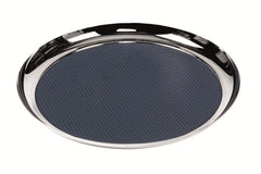 Zurigo Metal Valet Tray Round w Leather Insert, M-L