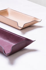 Jack Leather-Covered Metal Valet Tray with Bendable Sides, Rectangular
