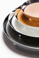 Monza Metal Valet Tray, Round With Removable Leather Placemat