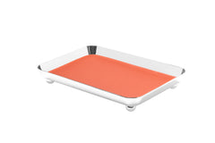 Monza Metal Valet Tray With Removable Leather Placemat Rectangular Medium