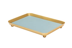 Monza Metal Valet Tray With Removable Leather Placemat Rectangular Large