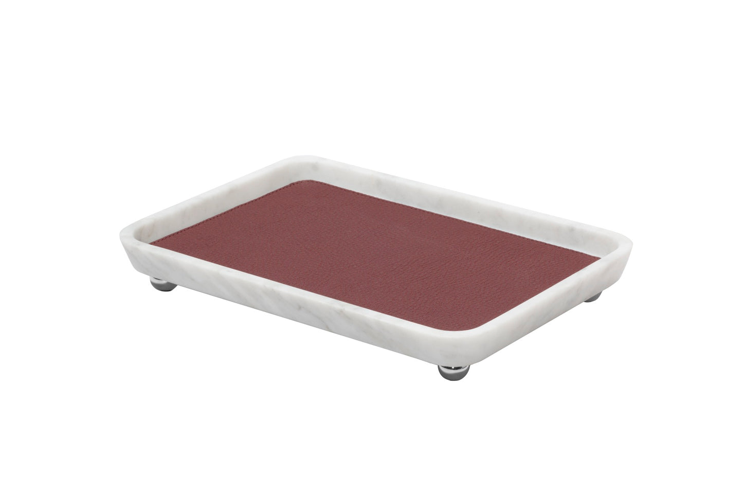 Monza Marble Valet Tray, Rectangular M with Removable Leather Placemat