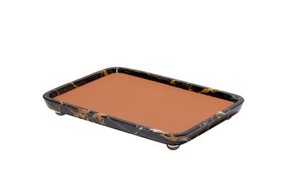 Monza Marble Valet Tray, Rectangular M with Removable Leather Placemat