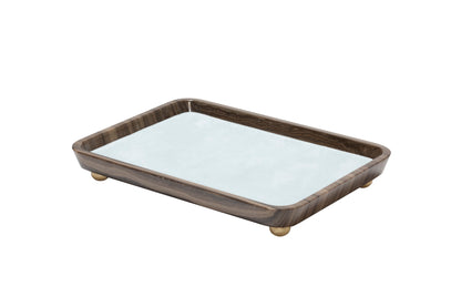 Monza Marble Valet Tray, Rectangular M with Removable Leather Placemat