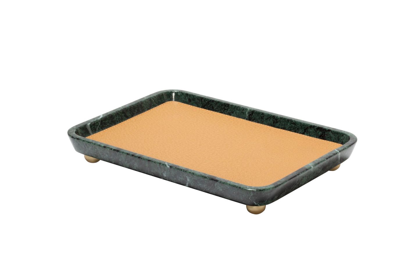 Monza Marble Valet Tray, Rectangular M with Removable Leather Placemat