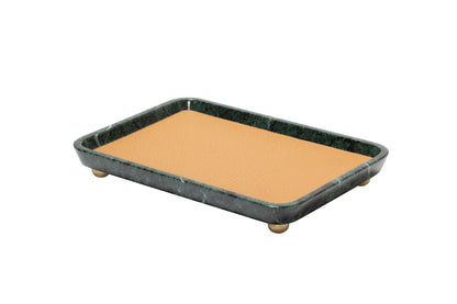 Monza Marble Valet Tray, Rectangular M with Removable Leather Placemat