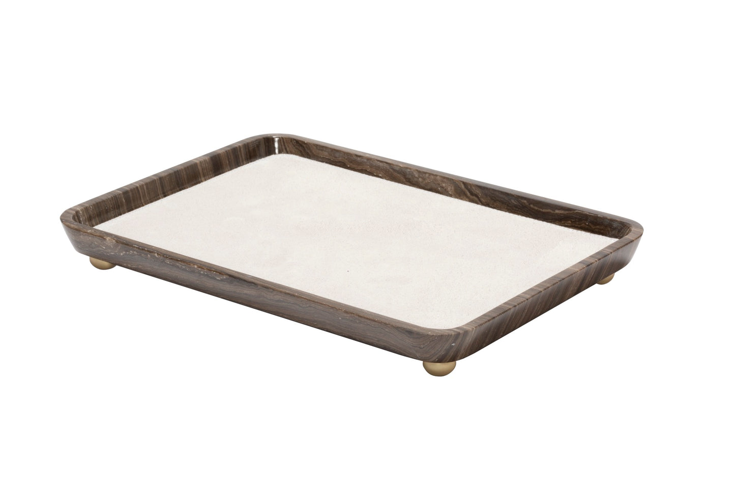 Monza Marble Valet Tray, Rectangular L with Removable Leather Placemat
