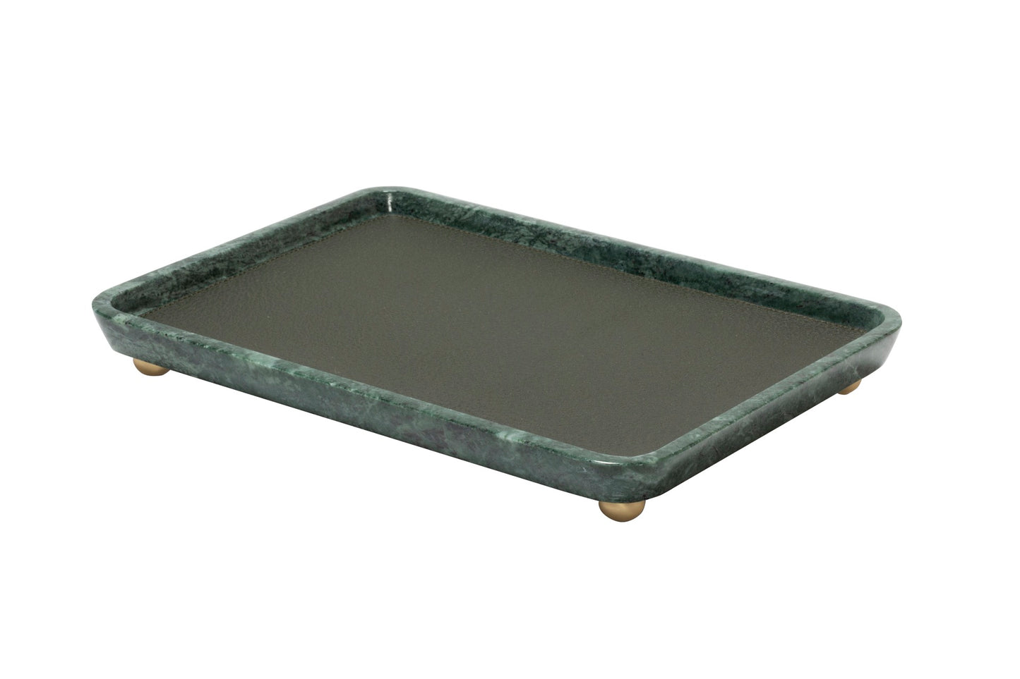 Monza Marble Valet Tray, Rectangular L with Removable Leather Placemat