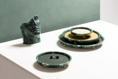 Monza Marble Valet Tray, Round M with Removable Leather Placemat