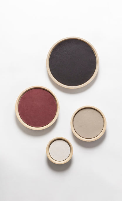 Monza Marble Valet Tray, Round S with Removable Leather Placemat