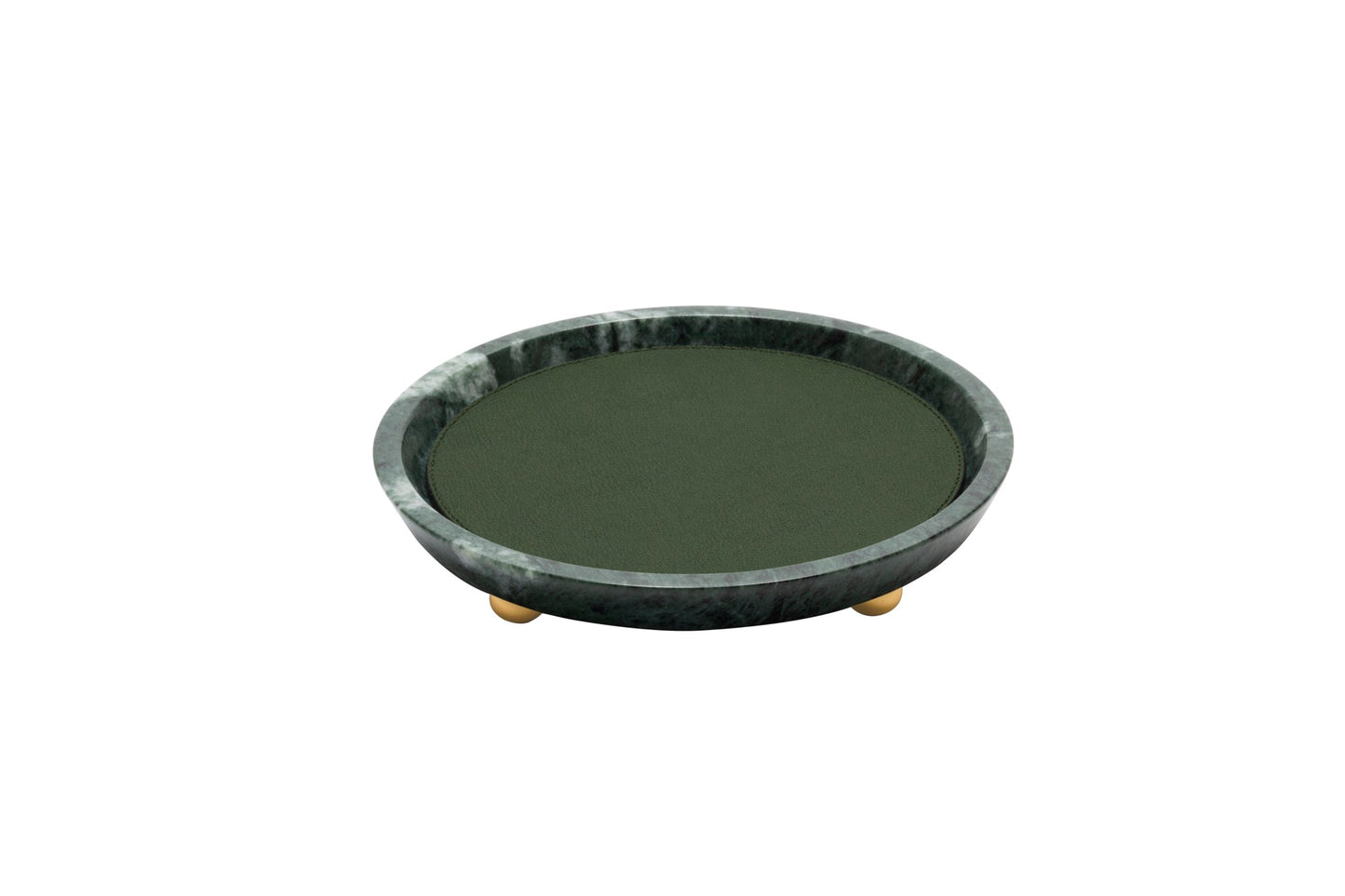 Monza Marble Valet Tray, Round S with Removable Leather Placemat