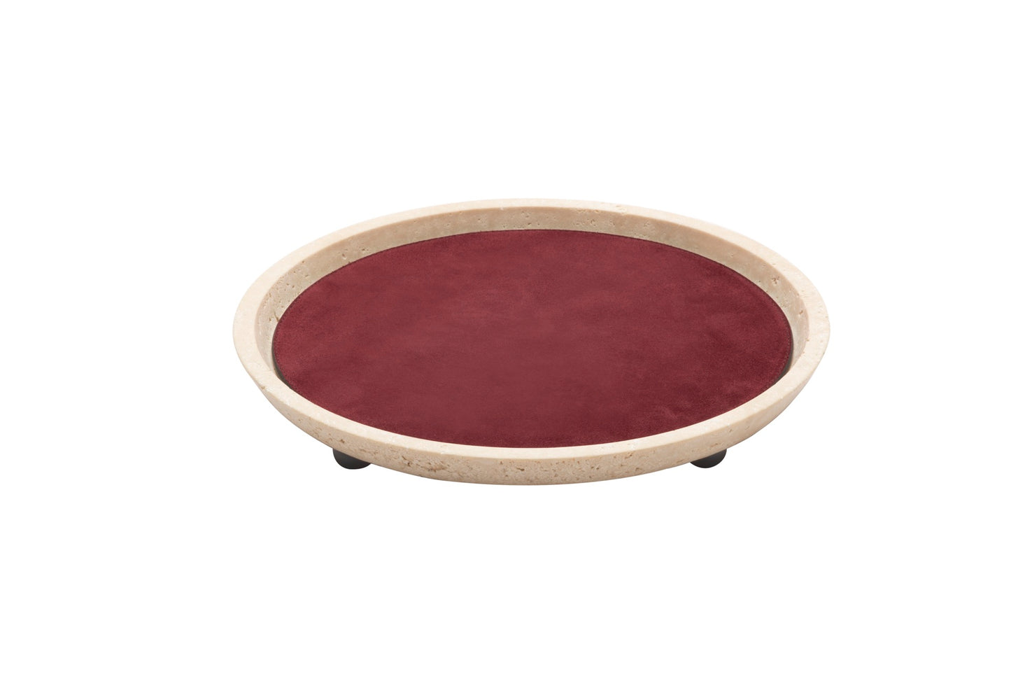 Monza Marble Valet Tray, Round M with Removable Leather Placemat