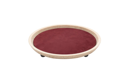 Monza Marble Valet Tray, Round M with Removable Leather Placemat